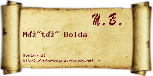 Máté Bolda névjegykártya